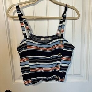 Live‎ to be Spoiled Striped Sleeveless Button Front Crop Top XXL